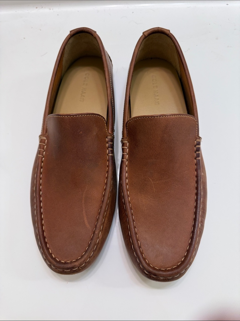 Cole Haan Men’s Chestnut Brown Leather Slip-On Loafers